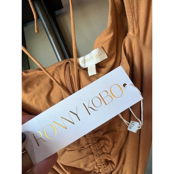 RONNY KOBO Zadia Cut Out Maxi Dress Camel Womens Size Small - Picture 9 of 10